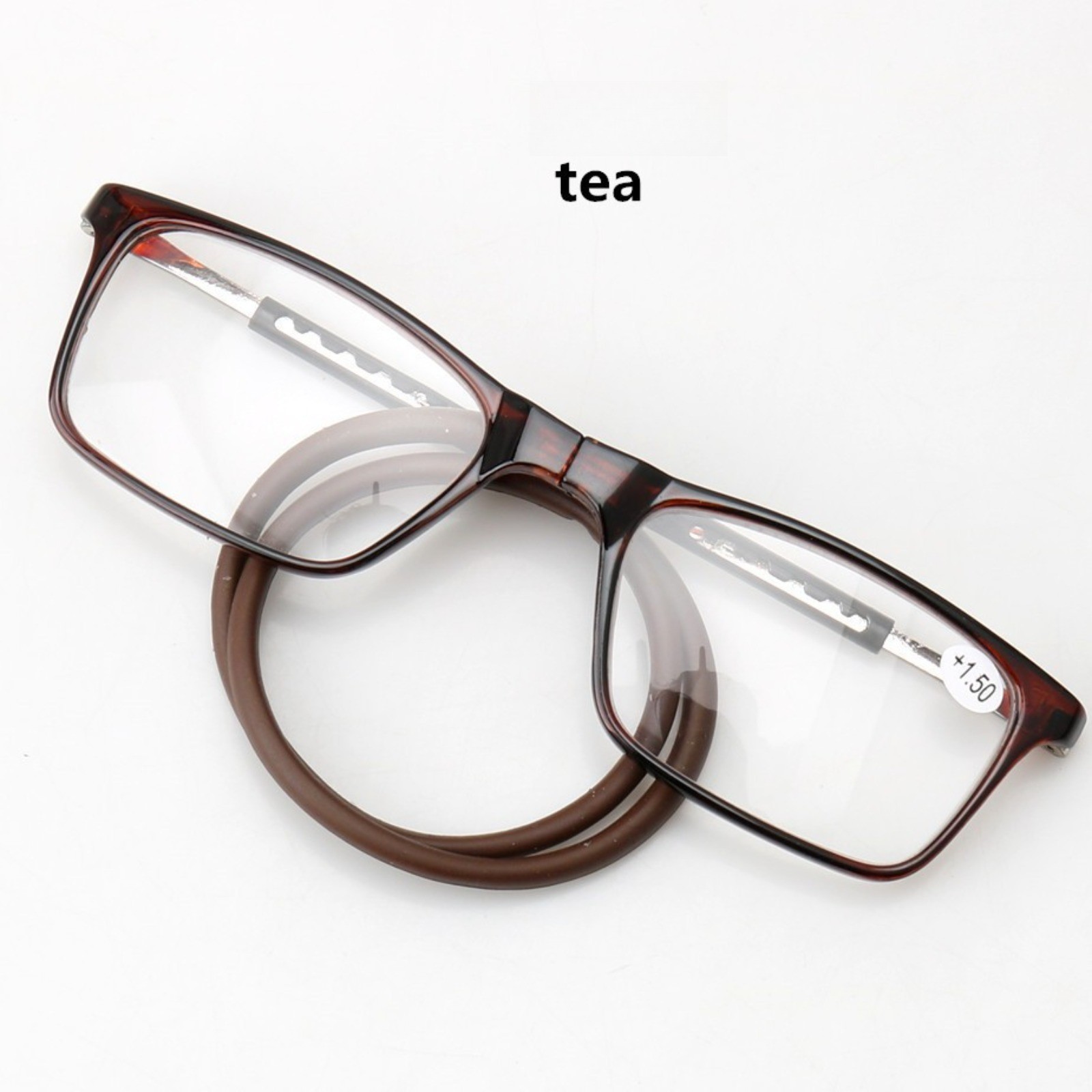 HD Magnetic Neck Reading Glasses, PC Square Retractable Leg Unisex Daily Eyewear