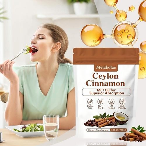 Metabolae Ceylon Cinnamon Capsules With MCT Oil, 300 Absorption, High Softgels