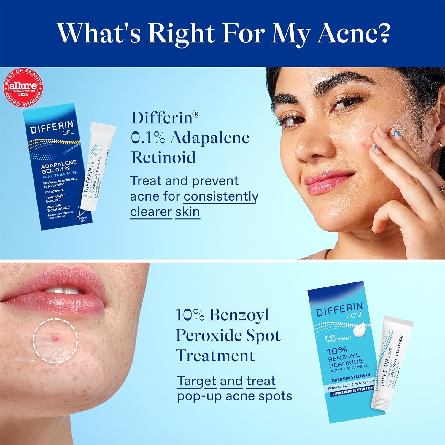 Differin Acne Spot Treatment with 10% Benzoyl Peroxide, Maximum Strength OTC Acn