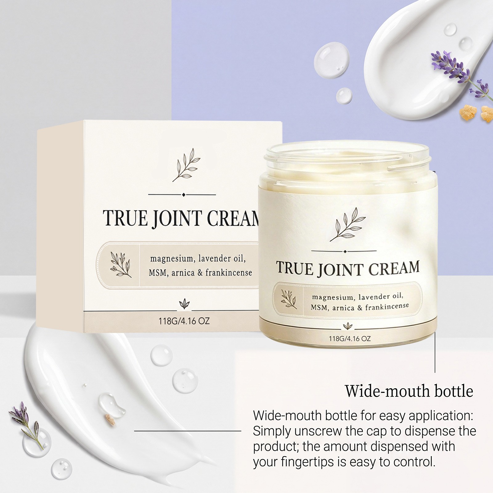 Organics True Joint Cream, Moisturizing Massage Cream for Body Joints 4.16oz