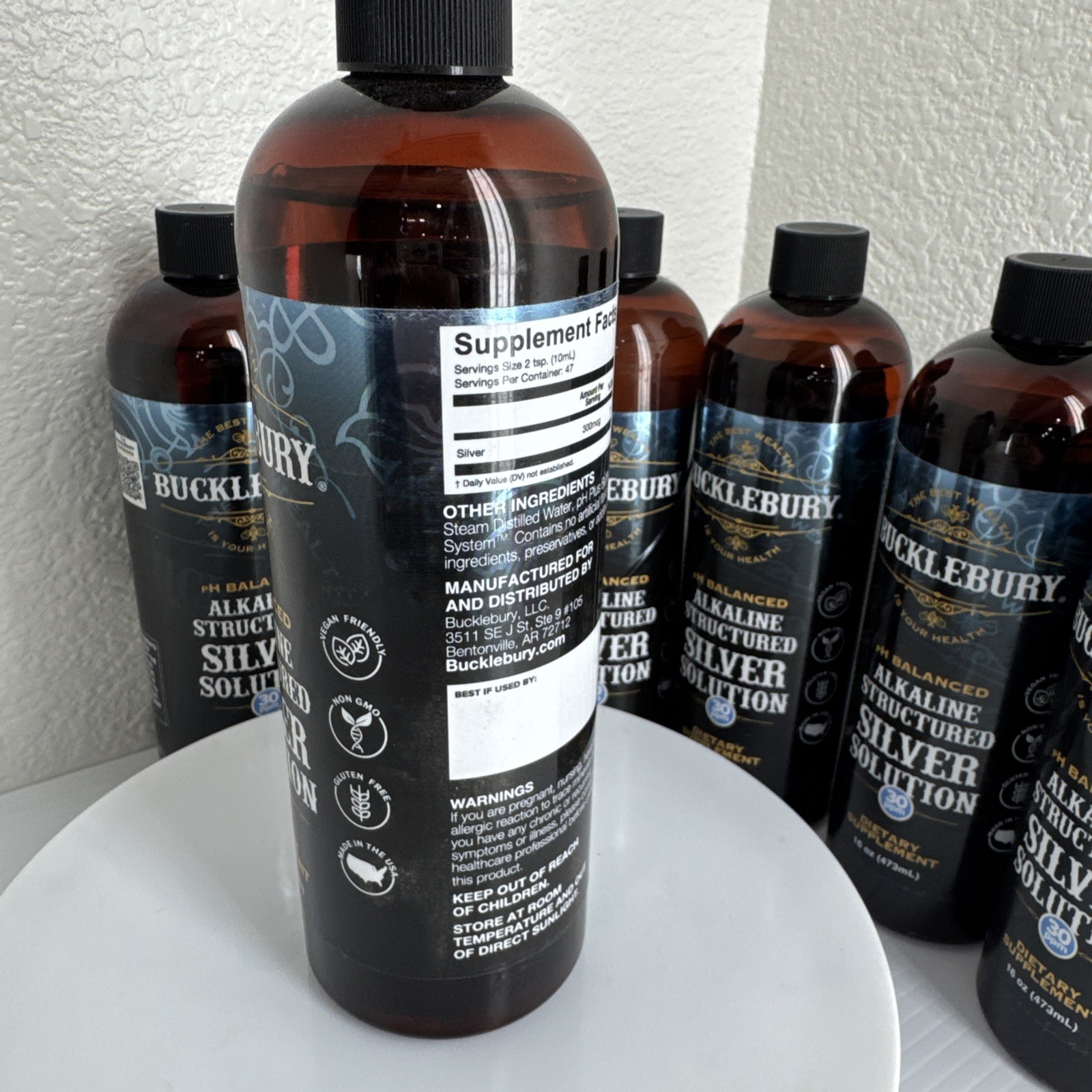 Bucklebury PH Balanced Alkaline Structured Silver Solution 16 Oz 30ppm Vegan