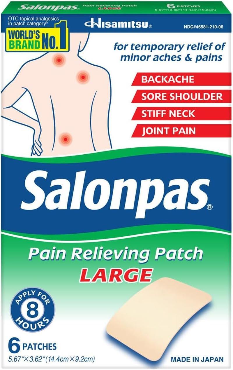 Salonpas Large Pain Relieving Patches, 6 Count, for Multi-area Pain Relief