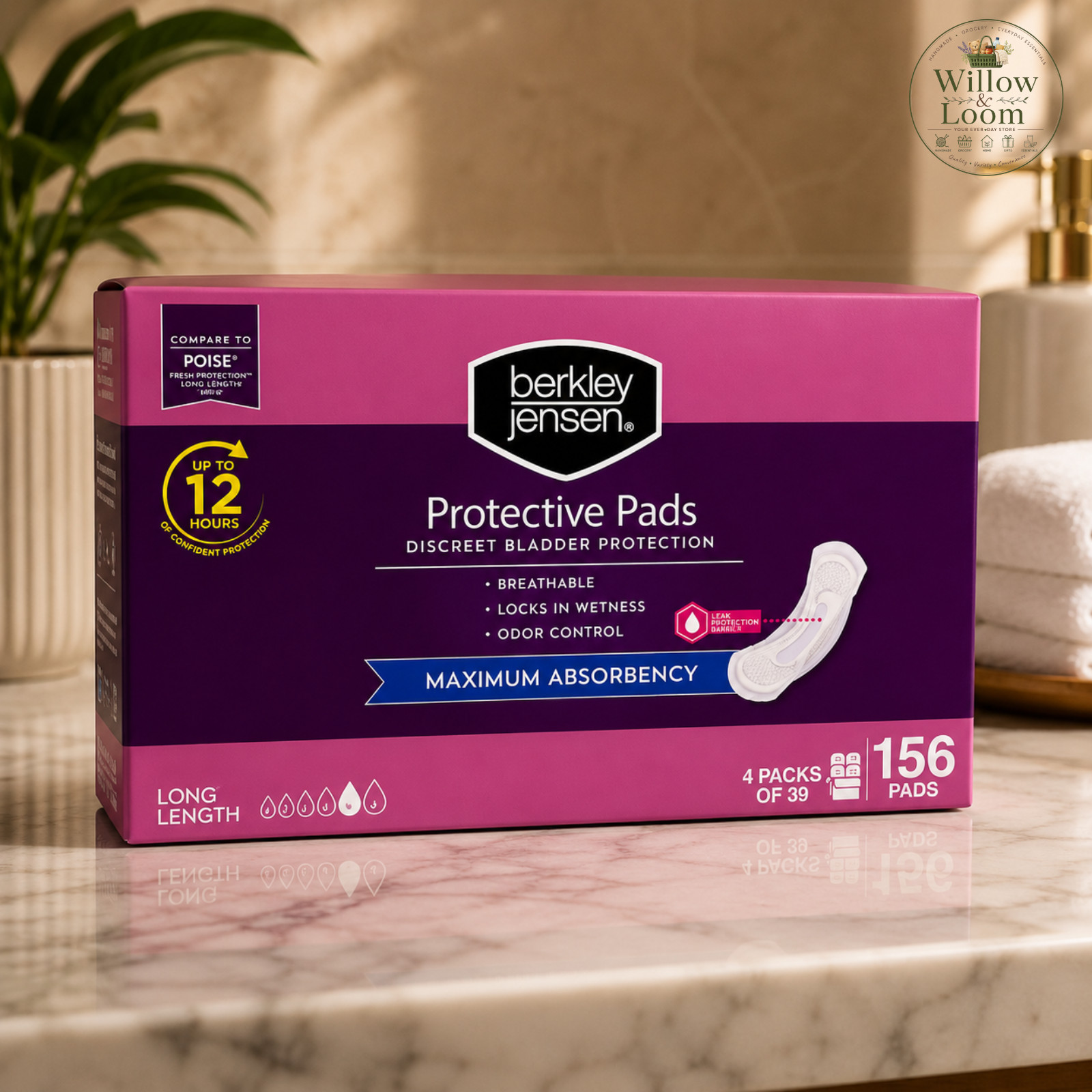 Berkley Jensen Protective Pads 156 Count Maximum Absorbency Bladder Protection