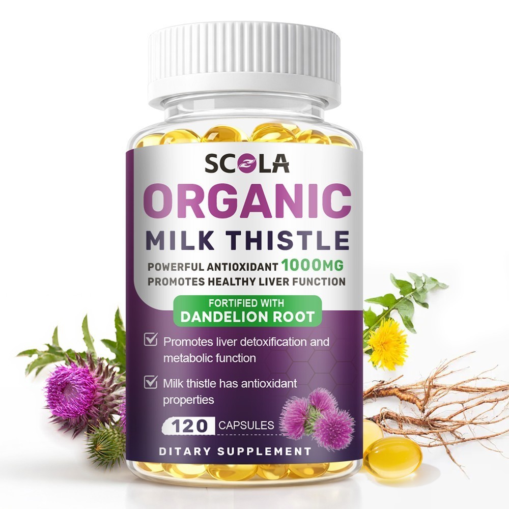 Milk Thistle Liver Cleanse Detox Herbal Liver Support Supplement 120 Capsules