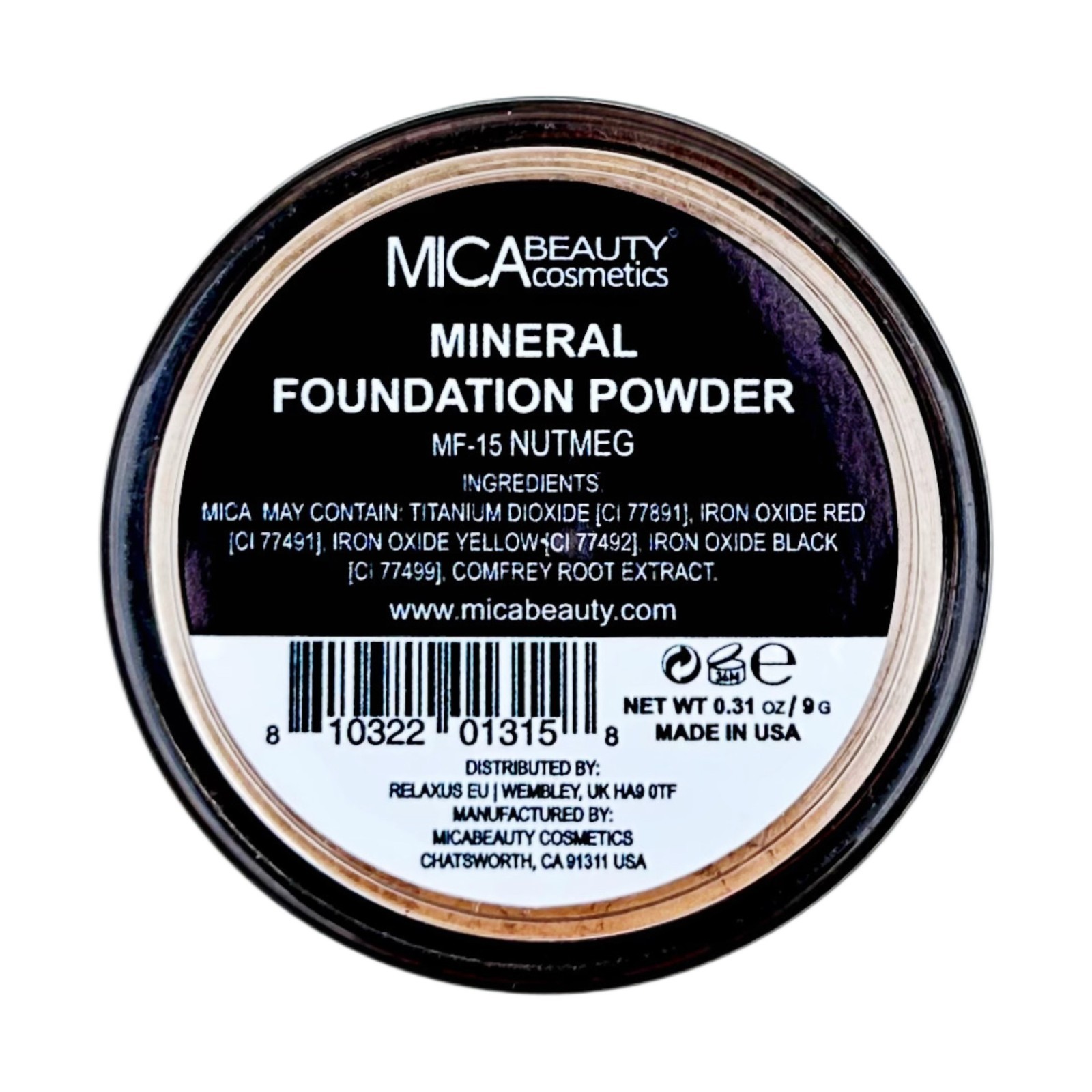MICA BEAUTY Mineral Foundation Powder #MF-15 NUTMEG 9G *BRAND NEW*