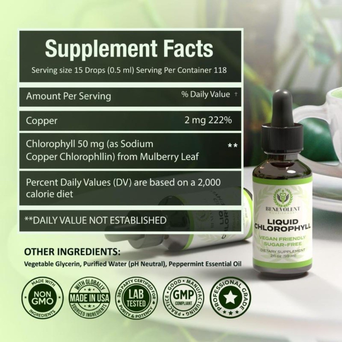 Chlorophyll Liquid Drops – Internal Deodorant, Detox Support, Gut & Liver Health