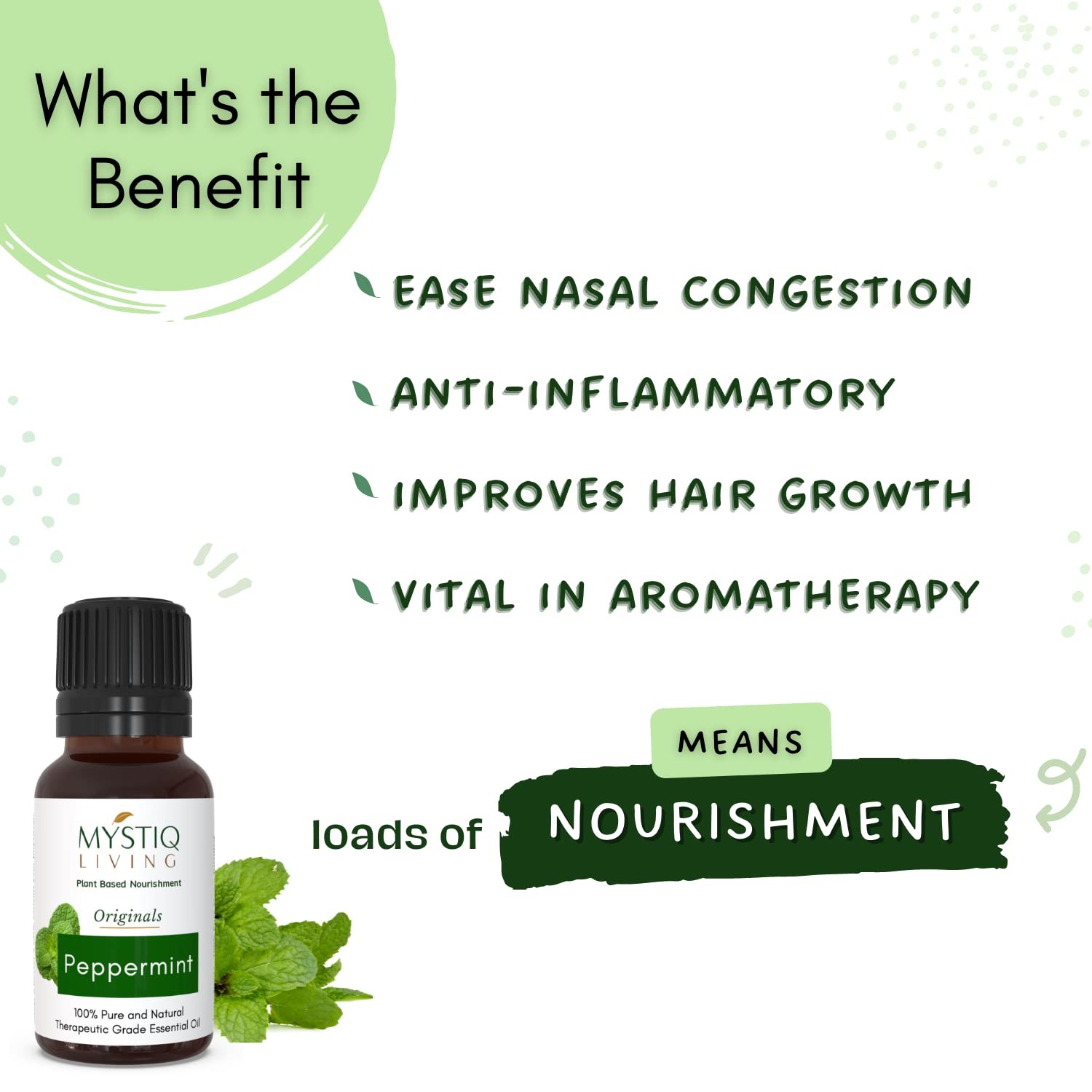 Mystiq Living Peppermint Essential Oil For Skin And Hair 15ml
