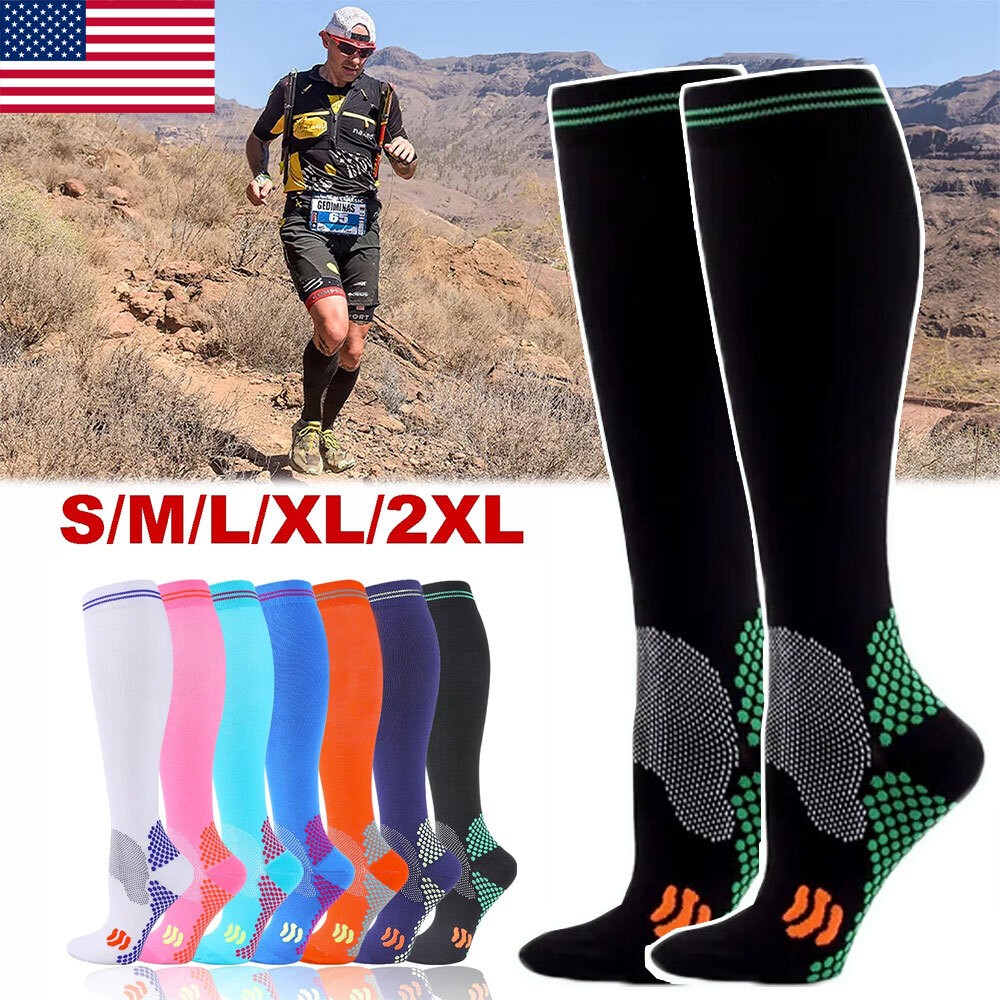 3Pair Athletic Knee High Compression Soccer Football Sport Socks for Youth Adult