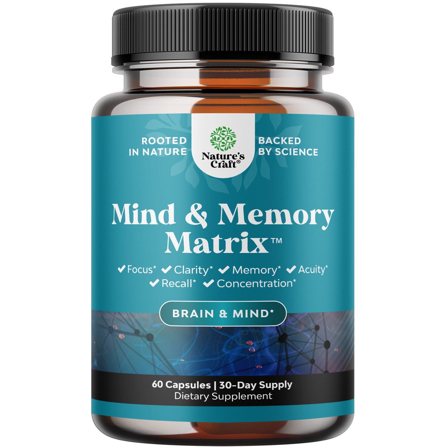 Advanced Nootropics Brain Supplement – Synergetic Mental Energy and Focus 60ct