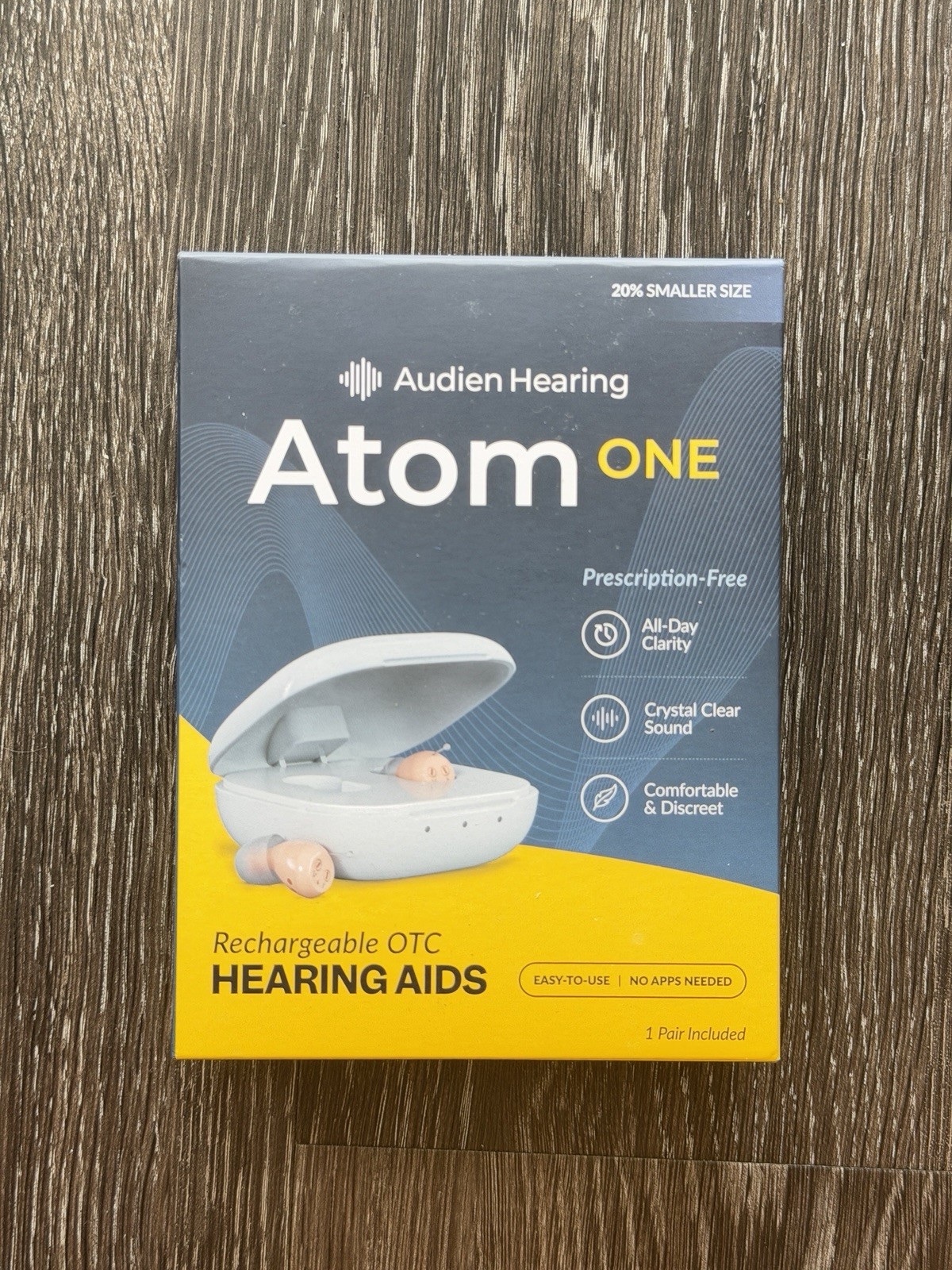 Audien Hearing Atom One OTC Hearing Aids Wireless, Rechargeable, Beige (SEALED)