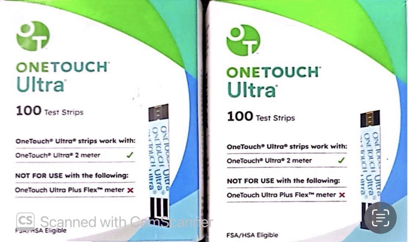 OneTouch Ultra Test Strips 100ct Two Boxes 01/31/27