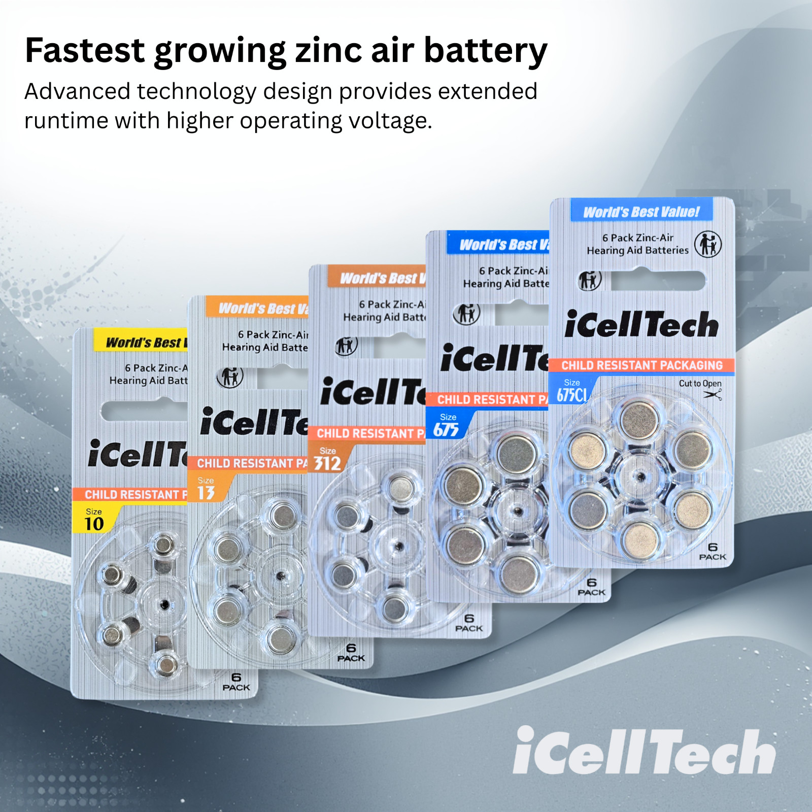 iCellTech Size 312 PR41 P312 Zinc Air MF Hearing Aid Batteries (120 Pack)