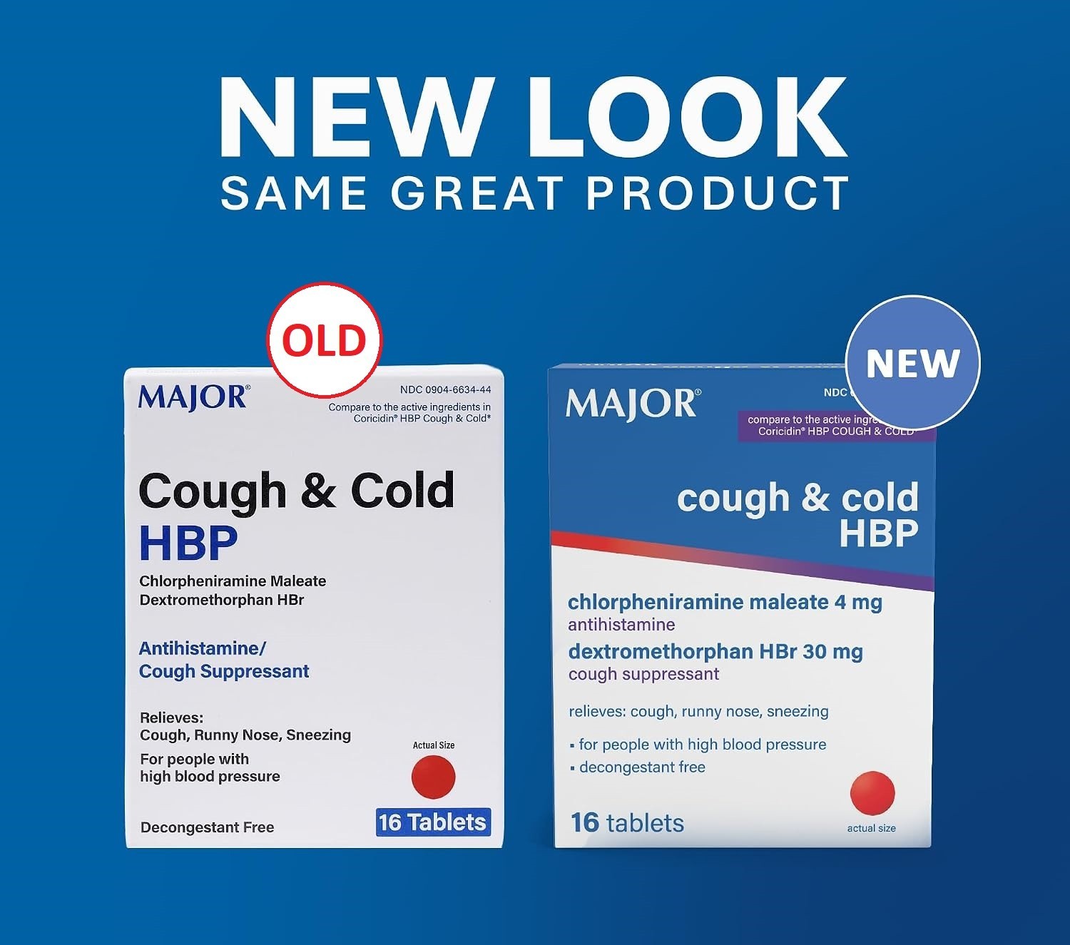 MAJOR Cough & Cold HBP Tablet Antihistamine Cough Relief High Blood Pressure 16