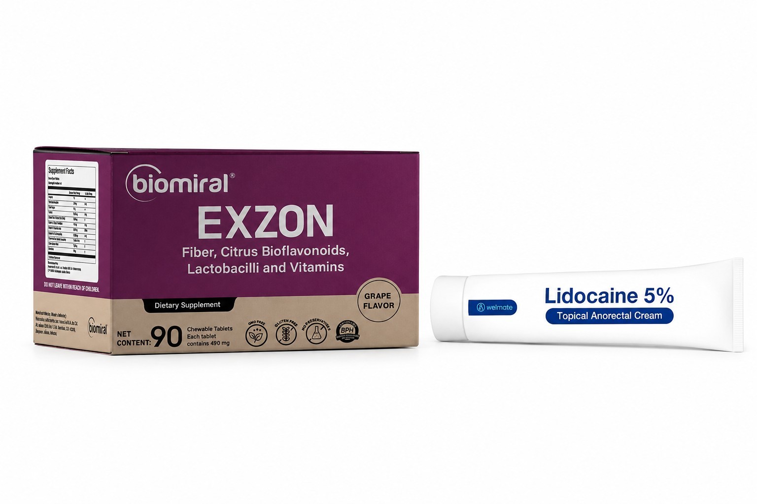 Biomiral Exzon Dual-Action System: Oral Supplement (90 Tabs) & Fast-Relief Cream