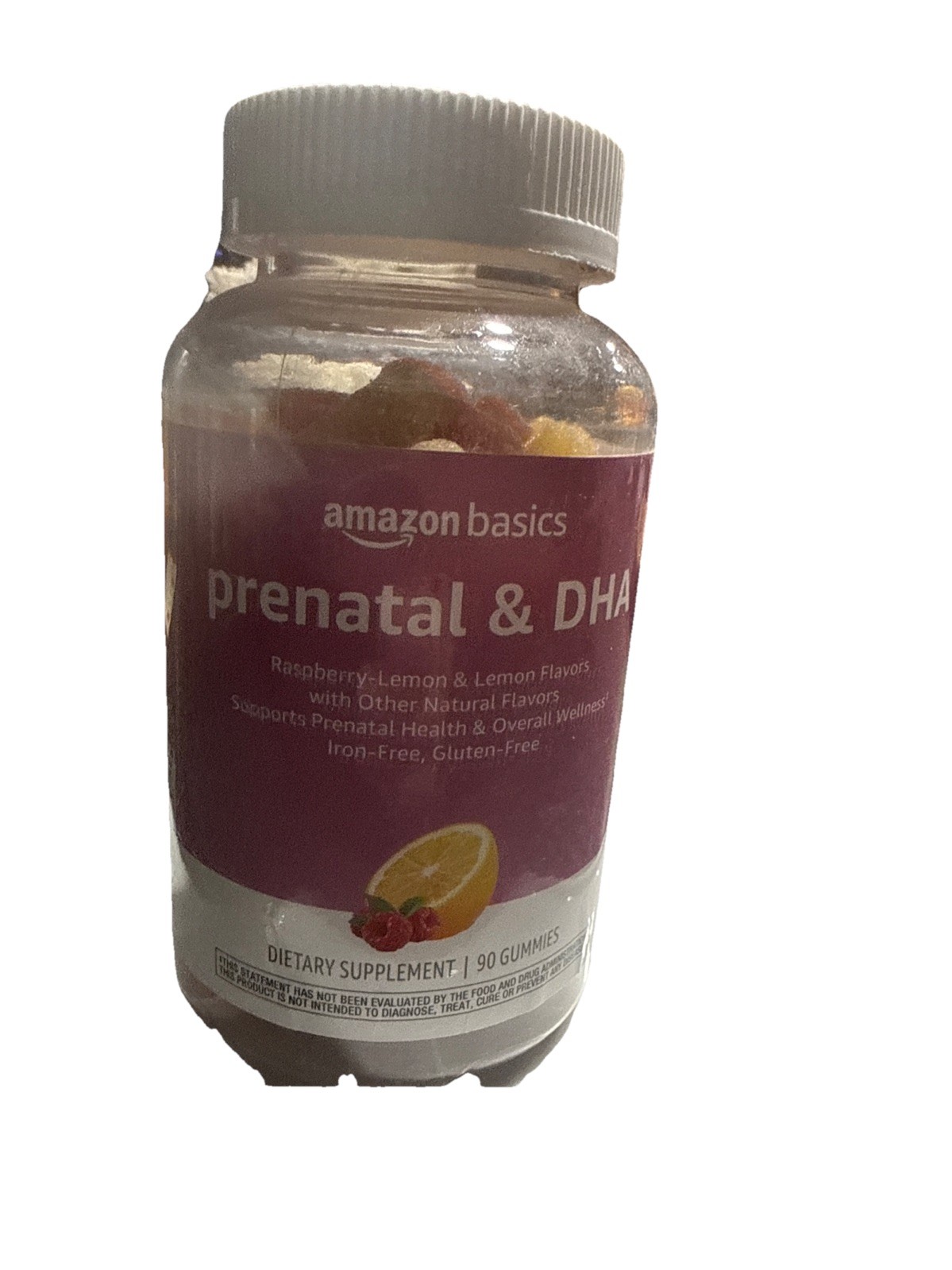 Amazon Basics Prenatal & DHA Gummies Raspberry Lemon 90 ct, Exp 7/27
