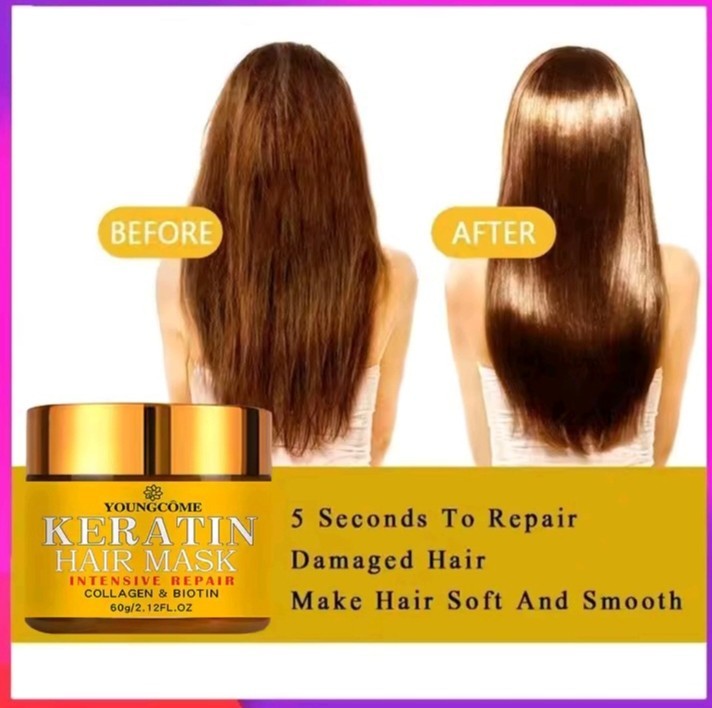 Keratin Hair Mask Collagen Biotin Deep Repair Dry Damaged Hair Treatment USA