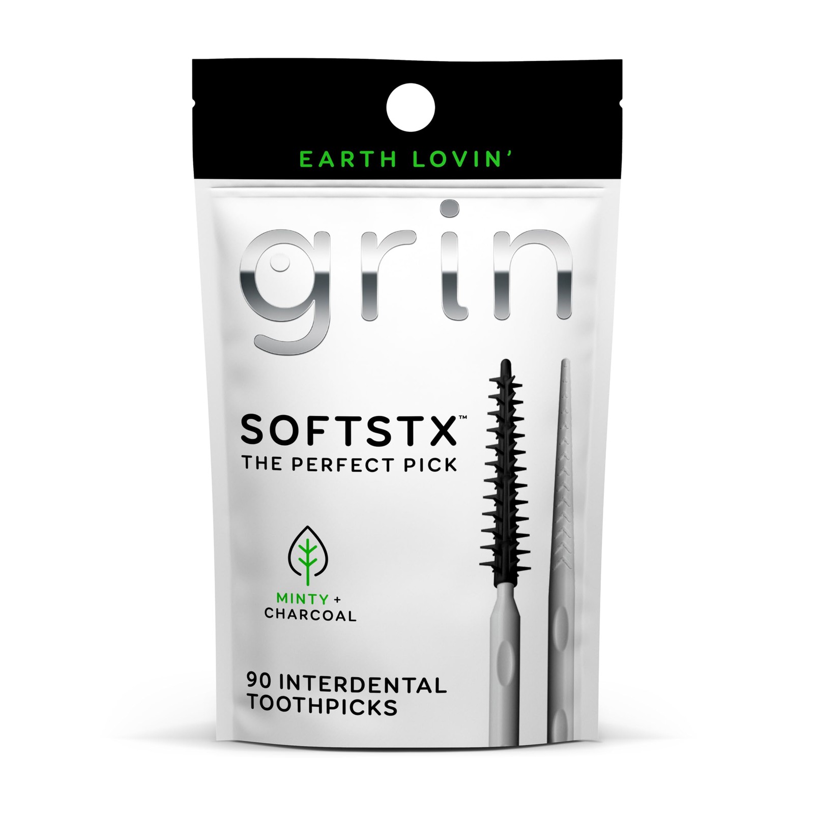 Charcoal Infused Softstx, Gentle Dental Picks, 90 Count, Soft Flexible Bristl…