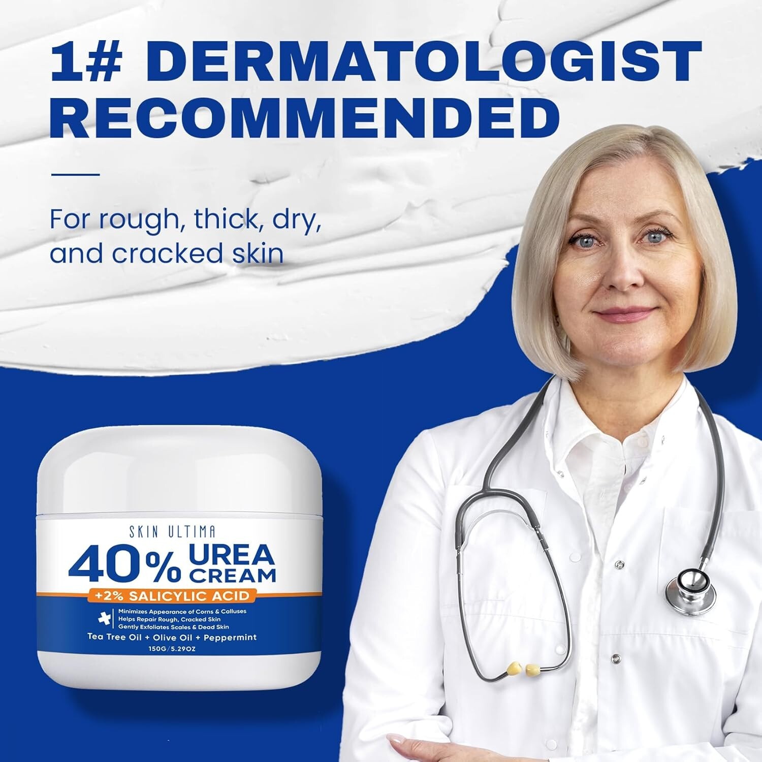 Urea Cream 40 percent for Feet with 2% Salicylic Acid, Maximum Strength, 5.29 OZ