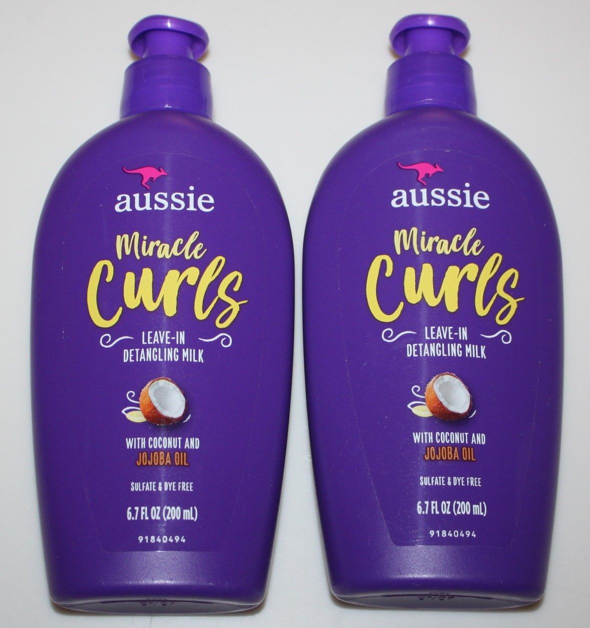 Aussie Miracle Curls Leave In Detangling Milk 13.4 oz (2 Pack) Coconut Jojoba