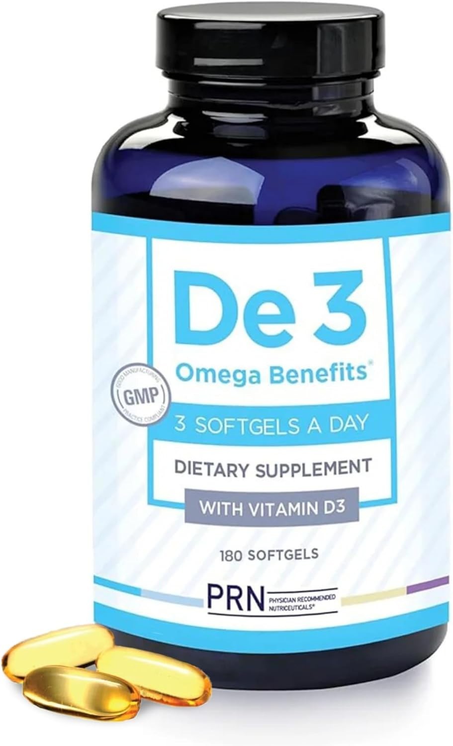 De3 Dry Eye Relief Omega-3 – 2400mg Ultra Pure rTG – 2 Month Supply – No Afterta