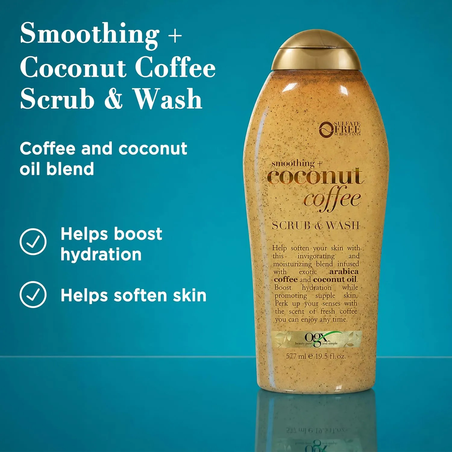OGX Smoothing Coconut Coffee Exfoliating Body Scrub 19.5 fl oz Hydrating Wash