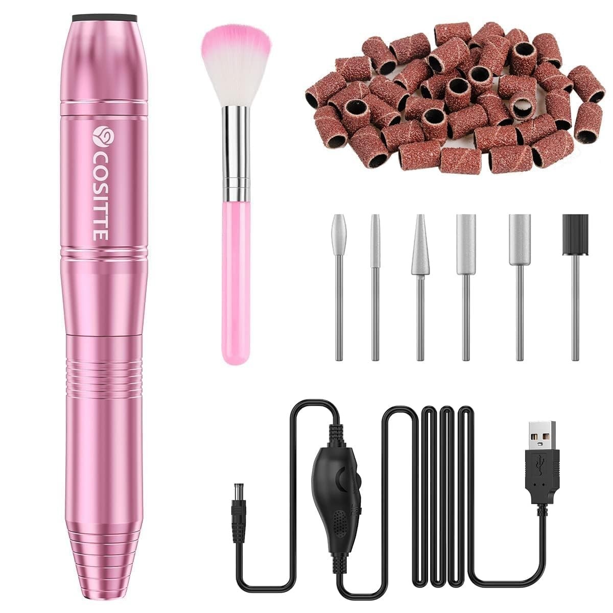 USB Nail Drill Kit with Adjustable Speed – Perfect for Manicure & Pedicure, Pink