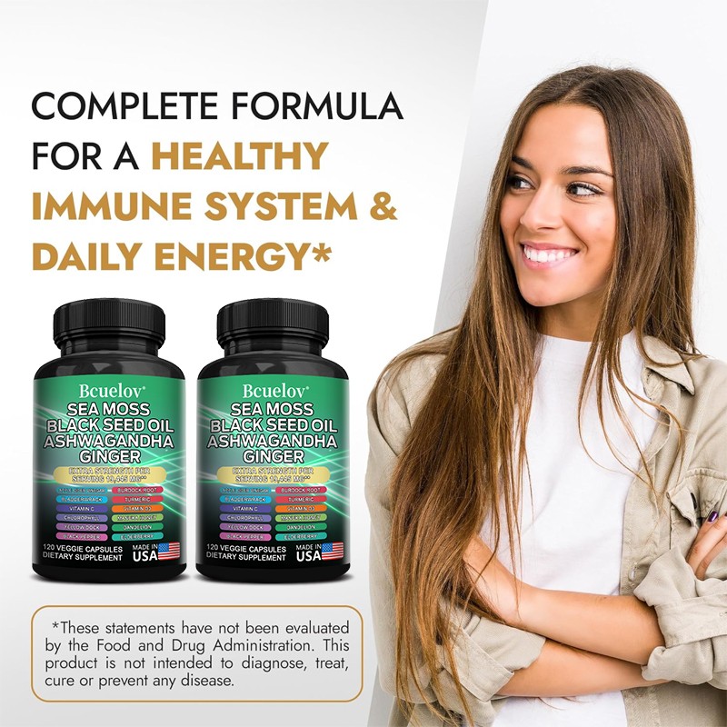 Sea Moss Supplements Promotes Skin Hair Digestive Immunity Health 120 Capsules