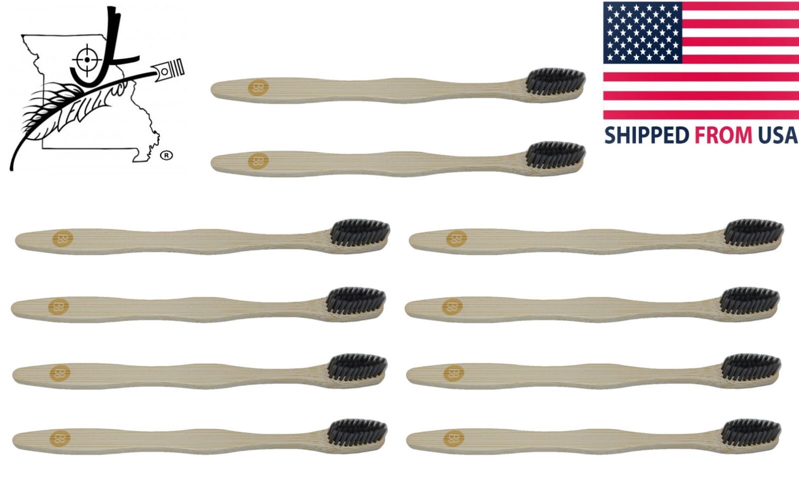 Brush Buddies Bamboo Toothbrush Charcoal Infused Soft Bristles, Eco-Friendly 10x