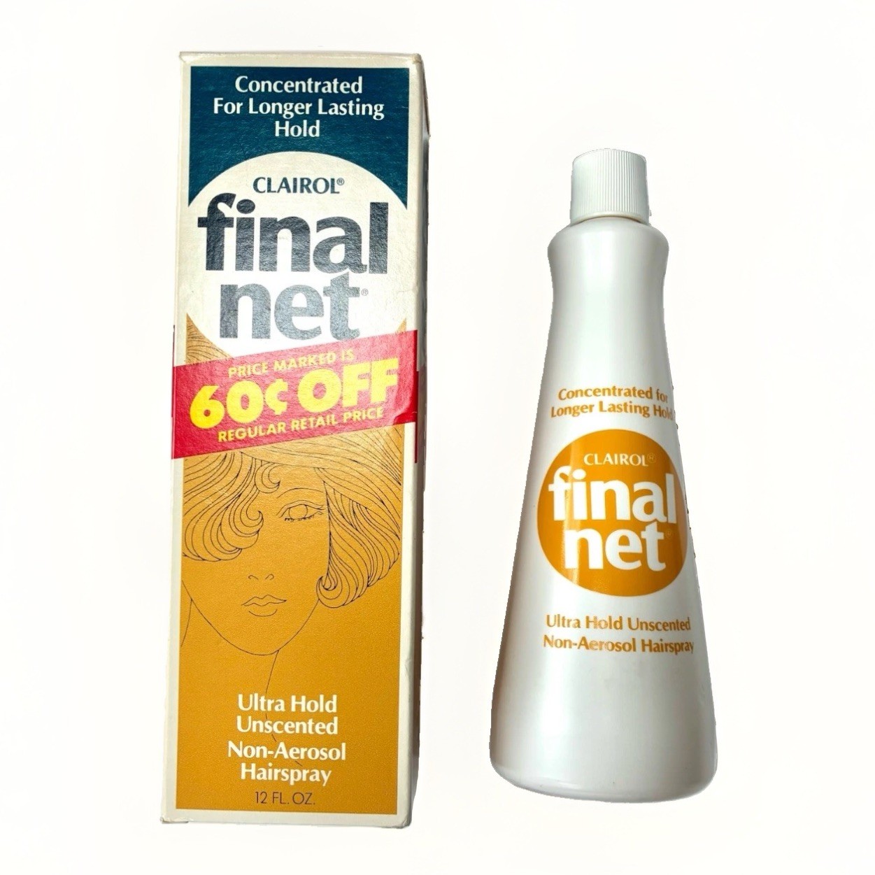 Vintage Clairol Final Net Non-Aerosol Hairspray 12 oz Bottle Box NOS 70’s