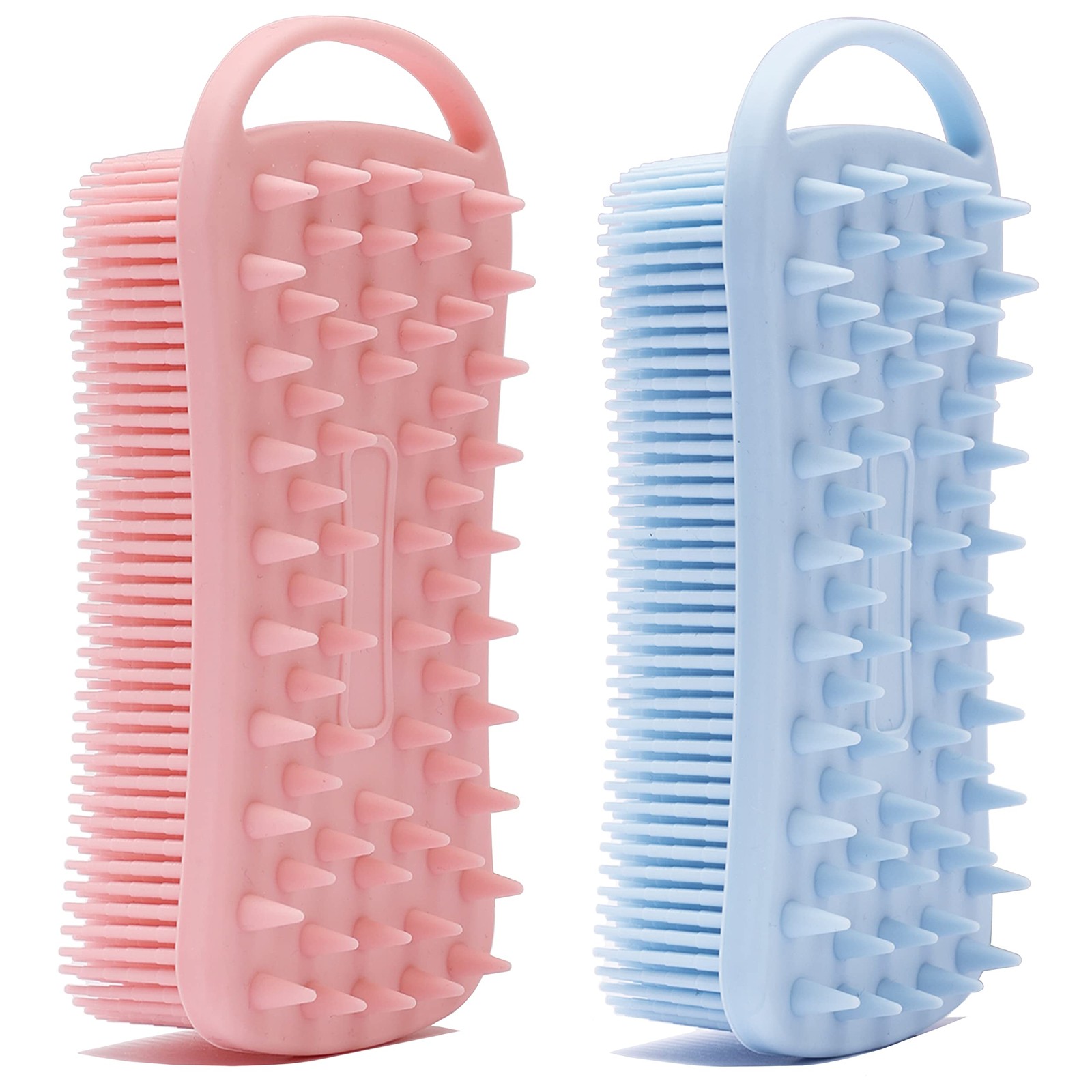 2 PC Silicone Exfoliating Body Scrubber, 2 in 1 Silicone Body Shampoo Brush, …