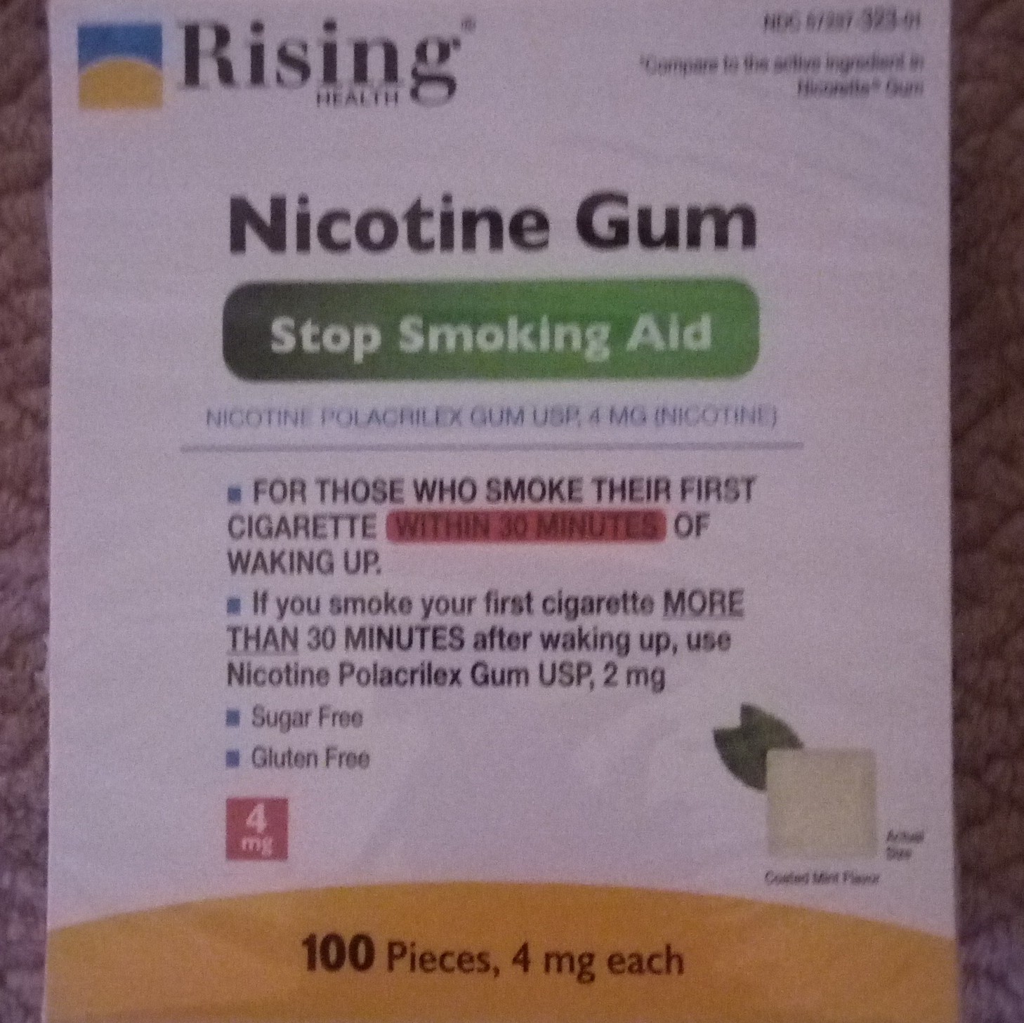 Rising Health Nicotine Gum Coated Mint Flavor 4mg 100 Count New Exp. 08/2028