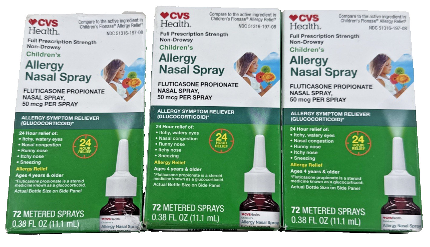 3x CVS Children’s Fluticasone Propionate Nasal Spray 72 Sprays EXP 08/26