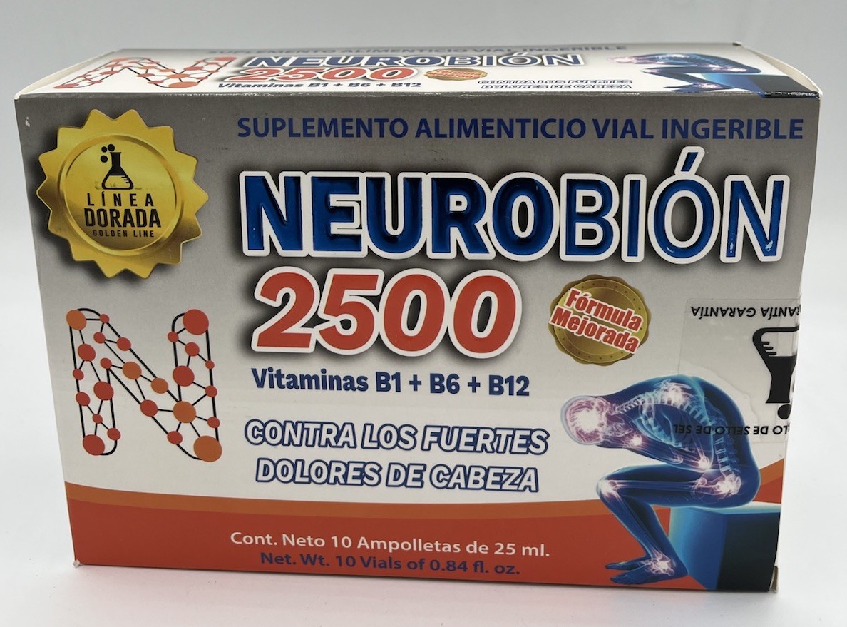 NeuroBion 2500 Formula Mejorada+ B1+B6+B12-10 Micro Ampollas De 25ml.