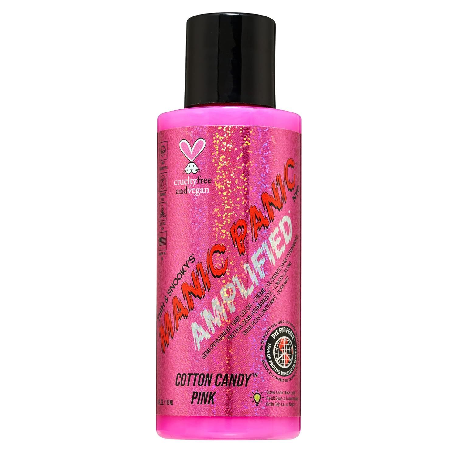 MANIC PANIC Cotton Candy Pink Hair Color – Amplified Semi Permanent Hair Dye 4oz