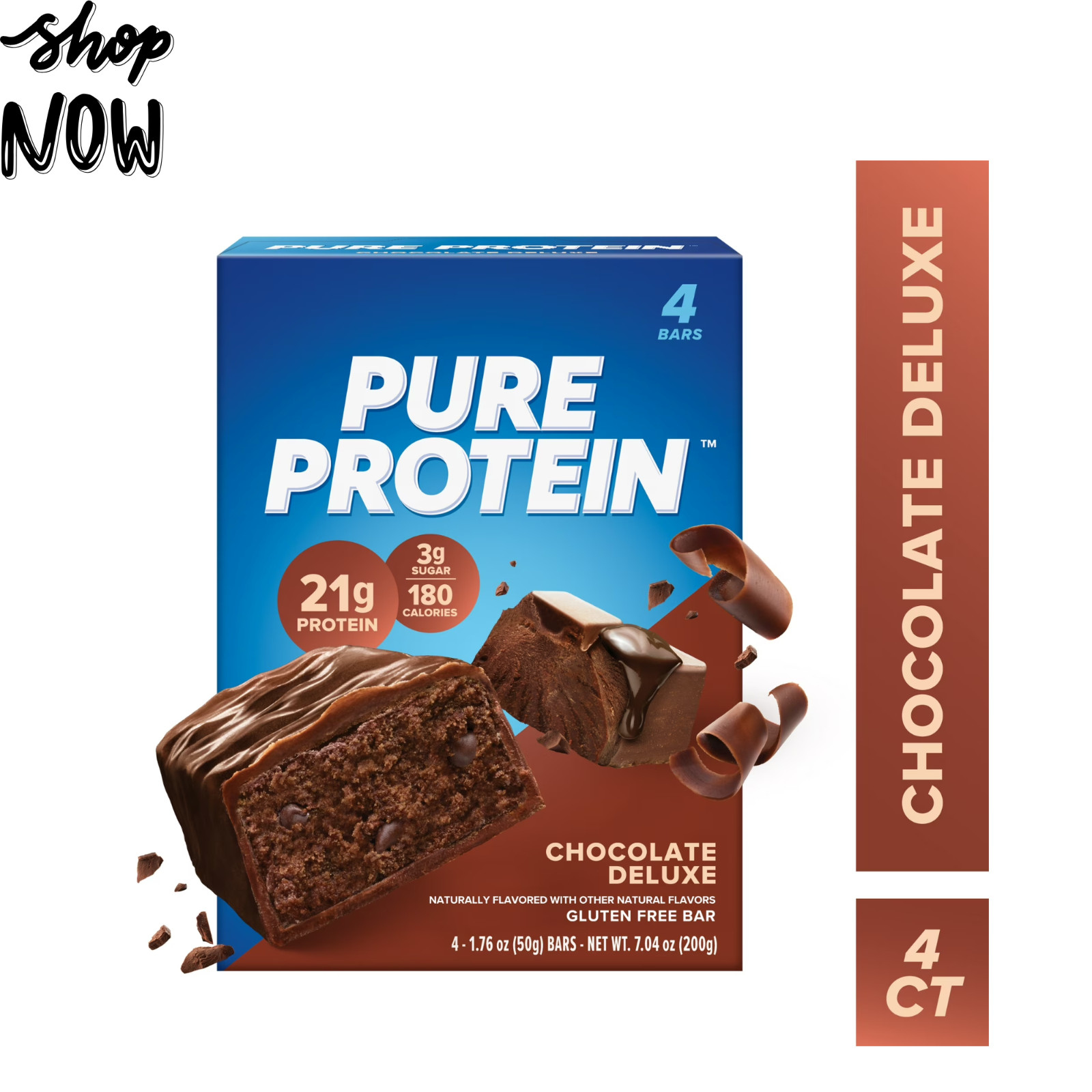 Pure Protein Bars, Chocolate Deluxe, Gluten Free, 21g Protein, 1.76 oz, 4 Count