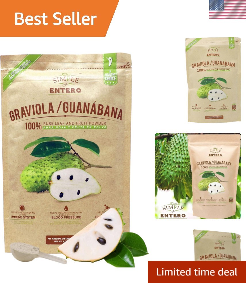 Soursop Leaf & Fruit Powder – Pure Graviola Supplement, High in Vitamins, 8 oz