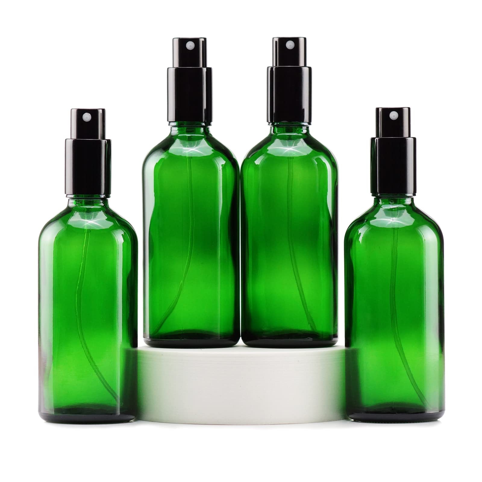 Yizhao Green Glass Spray Bottles 4Oz Small Fine Mist Spray Metal Cap Refillable