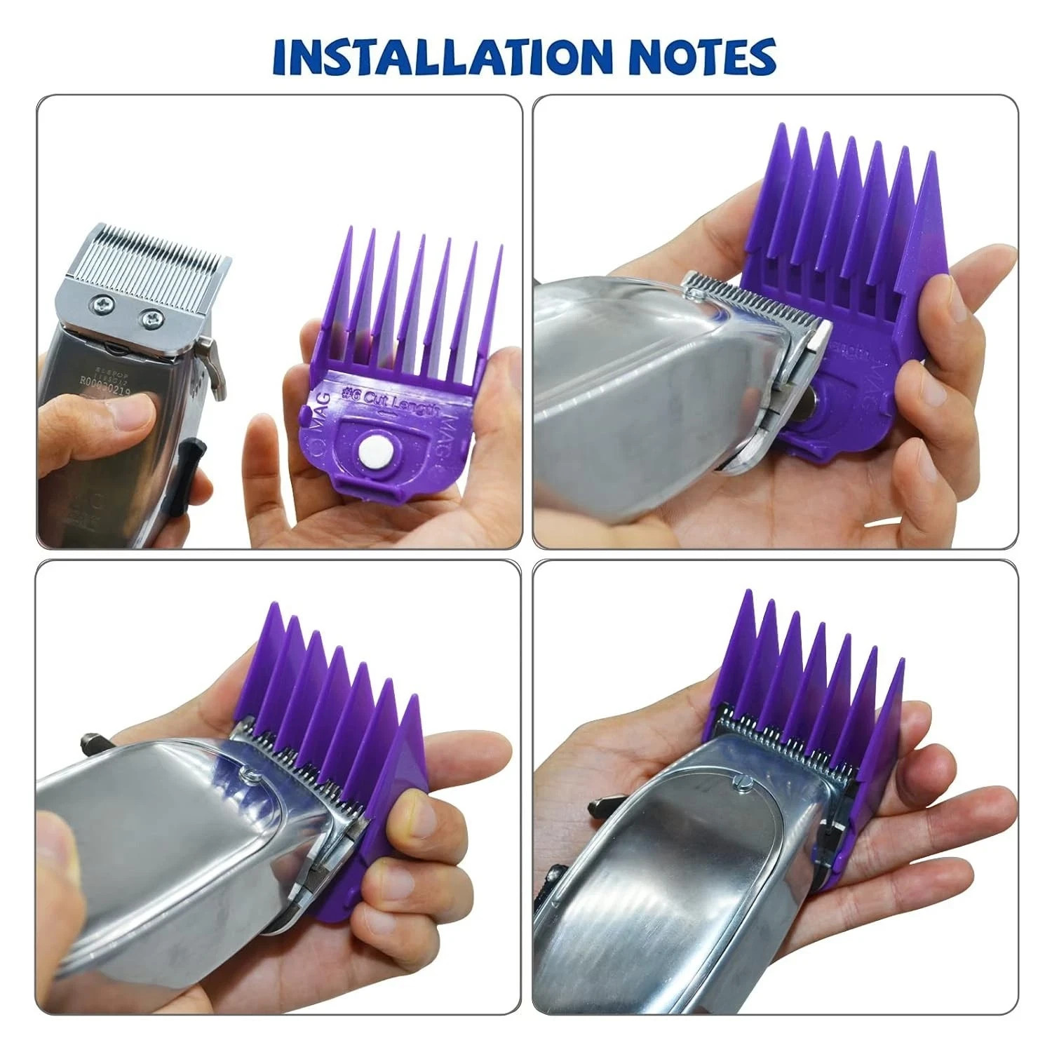 10Pcs Magnetic Clipper Guards Guide Comb for Andis Master Hair Clippers Purple