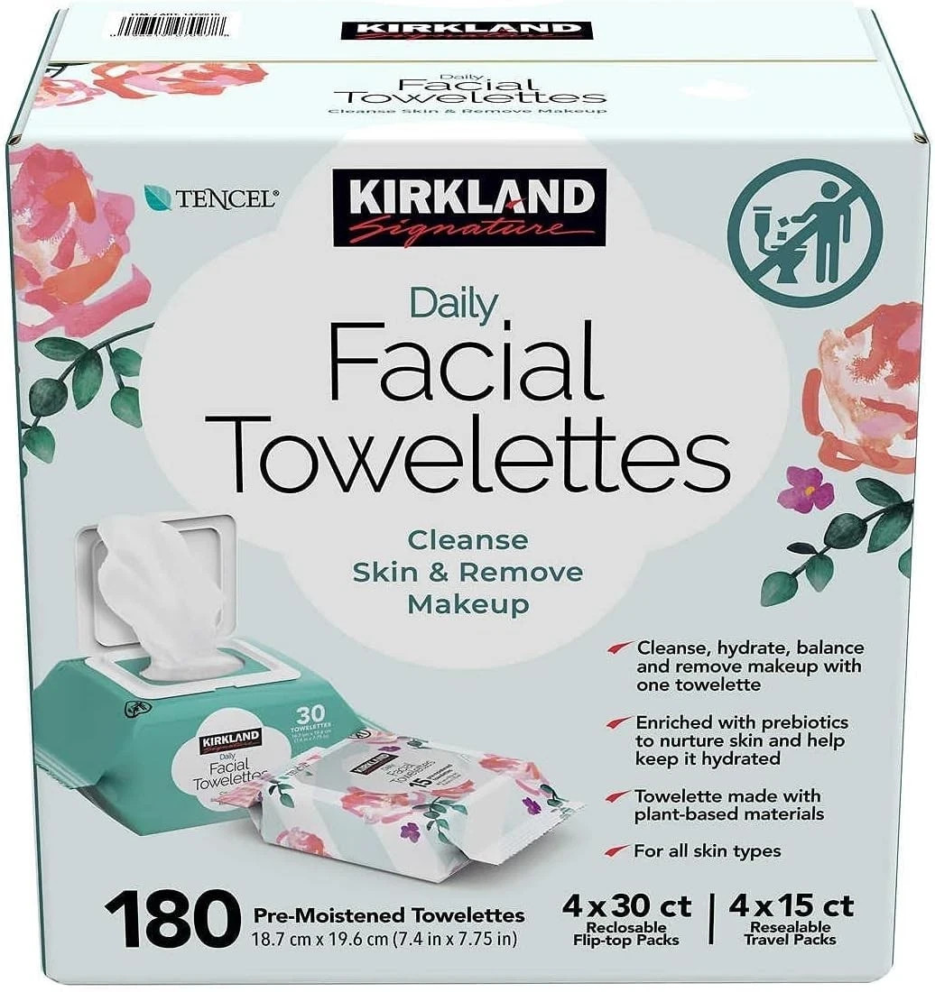 KIRKLAND Signature Daily Facial Towellettes, 4.53 Pound (180 Count, NO TARIFFE