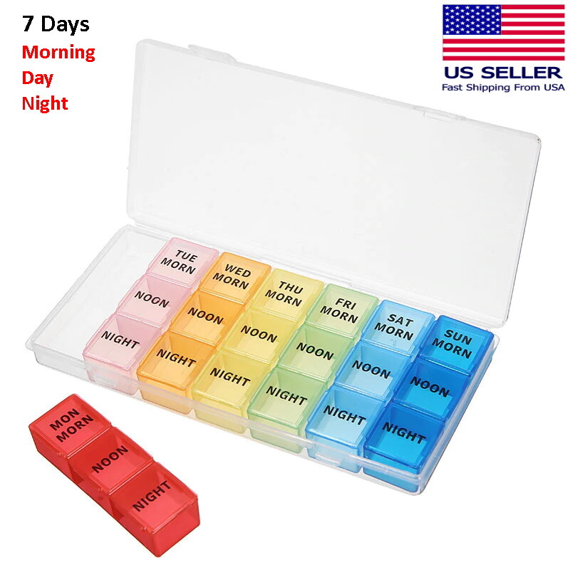 7 Day Weekly Medication Pill Organizer Storage Container Box Case 3 Times A Day