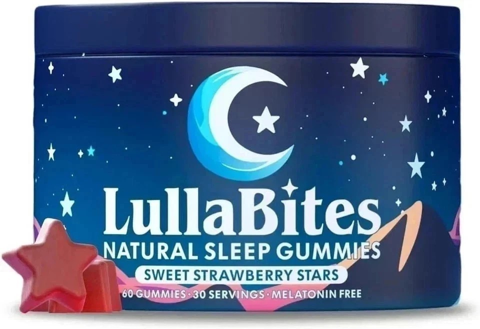 LullaBites Natural Sleep Gummies – Sweet Strawberry Stars, Melatonin-Free