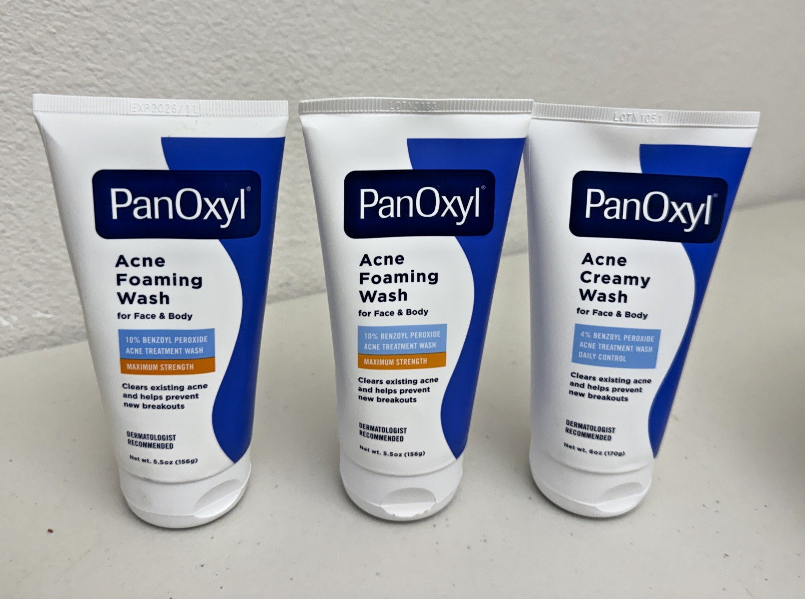 PanOxyl Acne Foaming Wash 4%+10% Benzoyl Peroxide Maximum Strength 5.5 oz 3 Pack