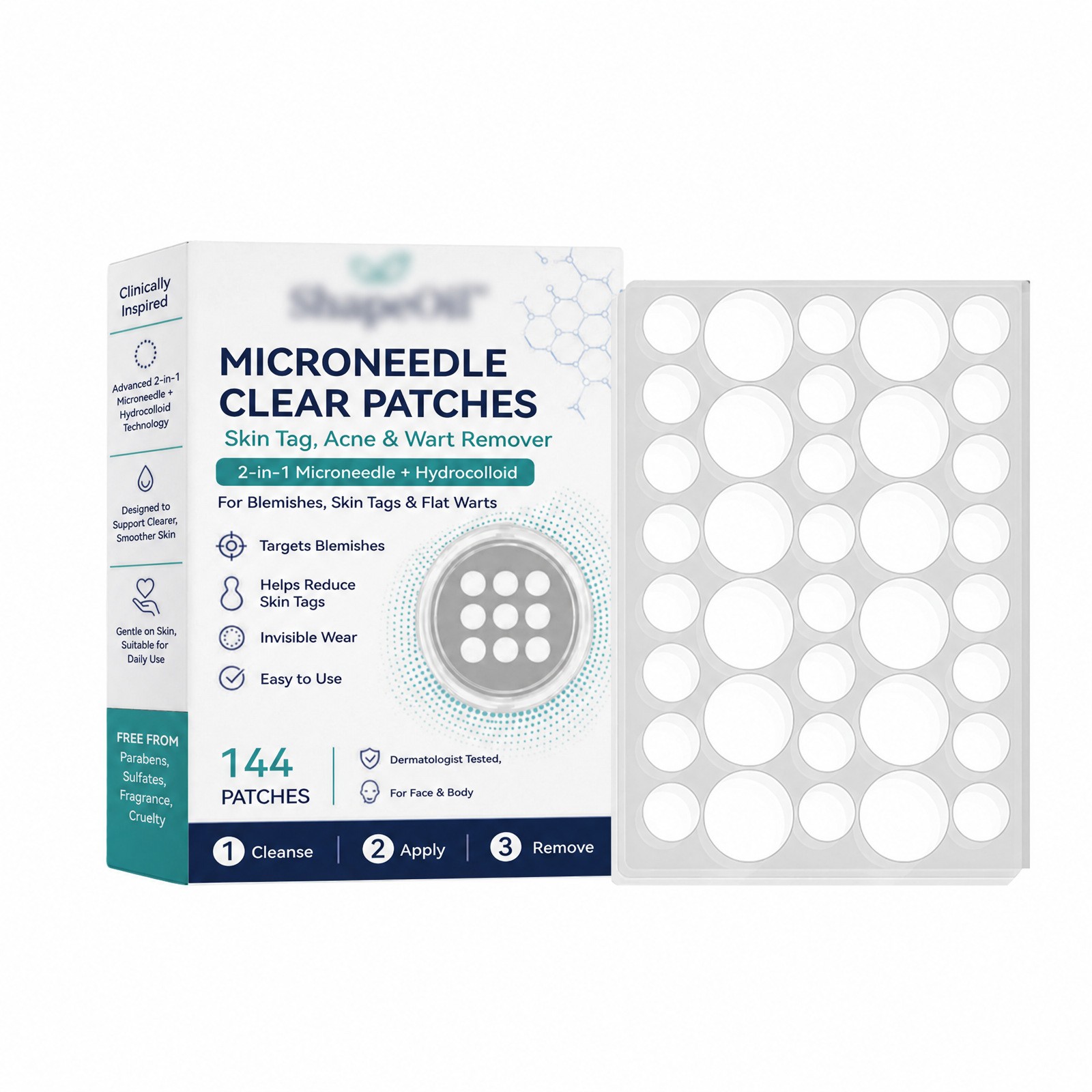 144Patches MICRONEEDLE CLEAR PATCHES For Skin Tag, Acne & Wart Remover