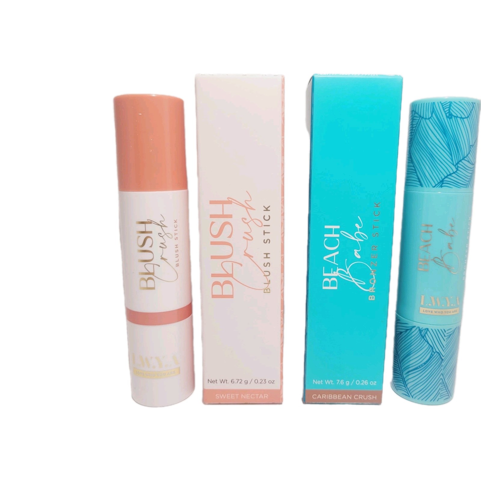 LWYA Blush Crush Stick Sweet Nectar & Beach Babe Bronzer Stick Caribbean Crush