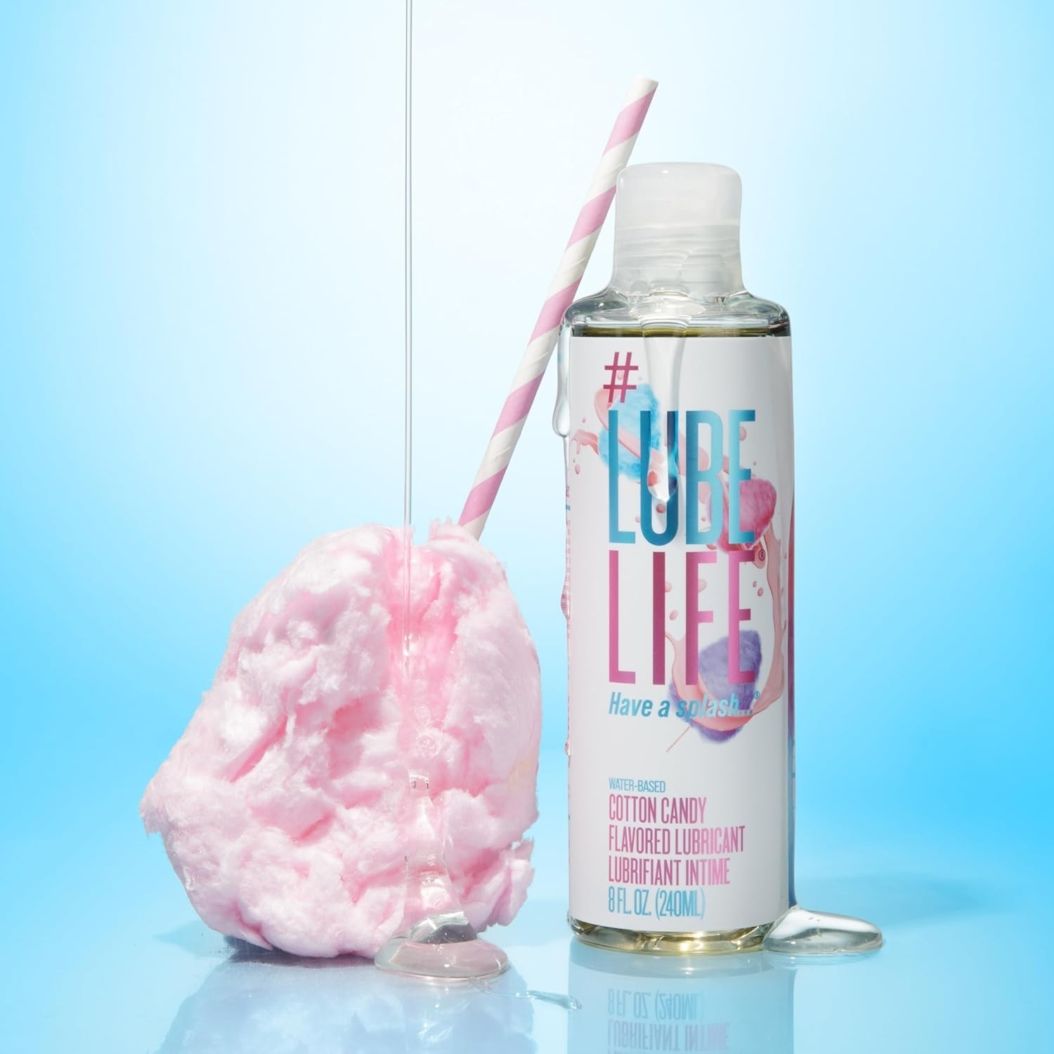 Water Based Cotton Candy Flavored Lubricant 8 Fluid Ounces Natural Ingredients