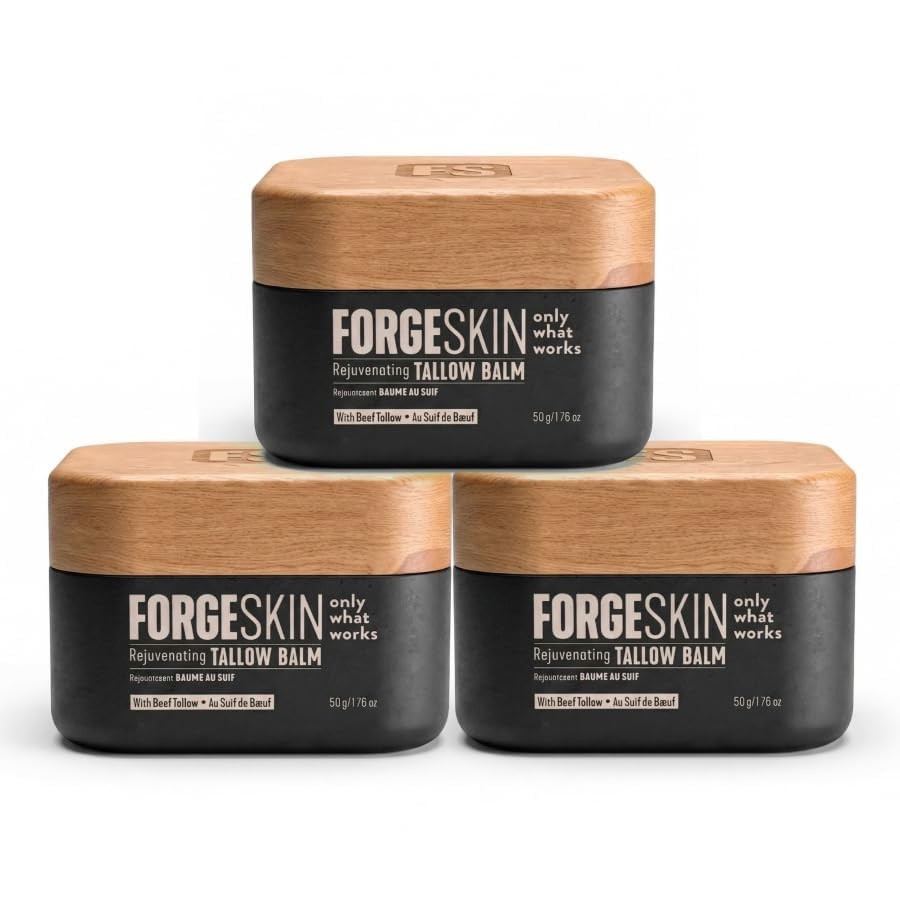 Forge Skin® Wrinkle Defense Beef Tallow Balm for 1.7 Ounce (Pack of 3), Black
