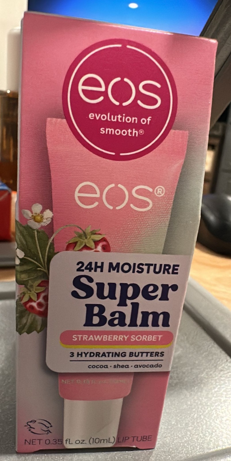 eos Super Balm Lip Balm STRAWBERRY SORBET 0.35 fl. oz. ~ New in Box