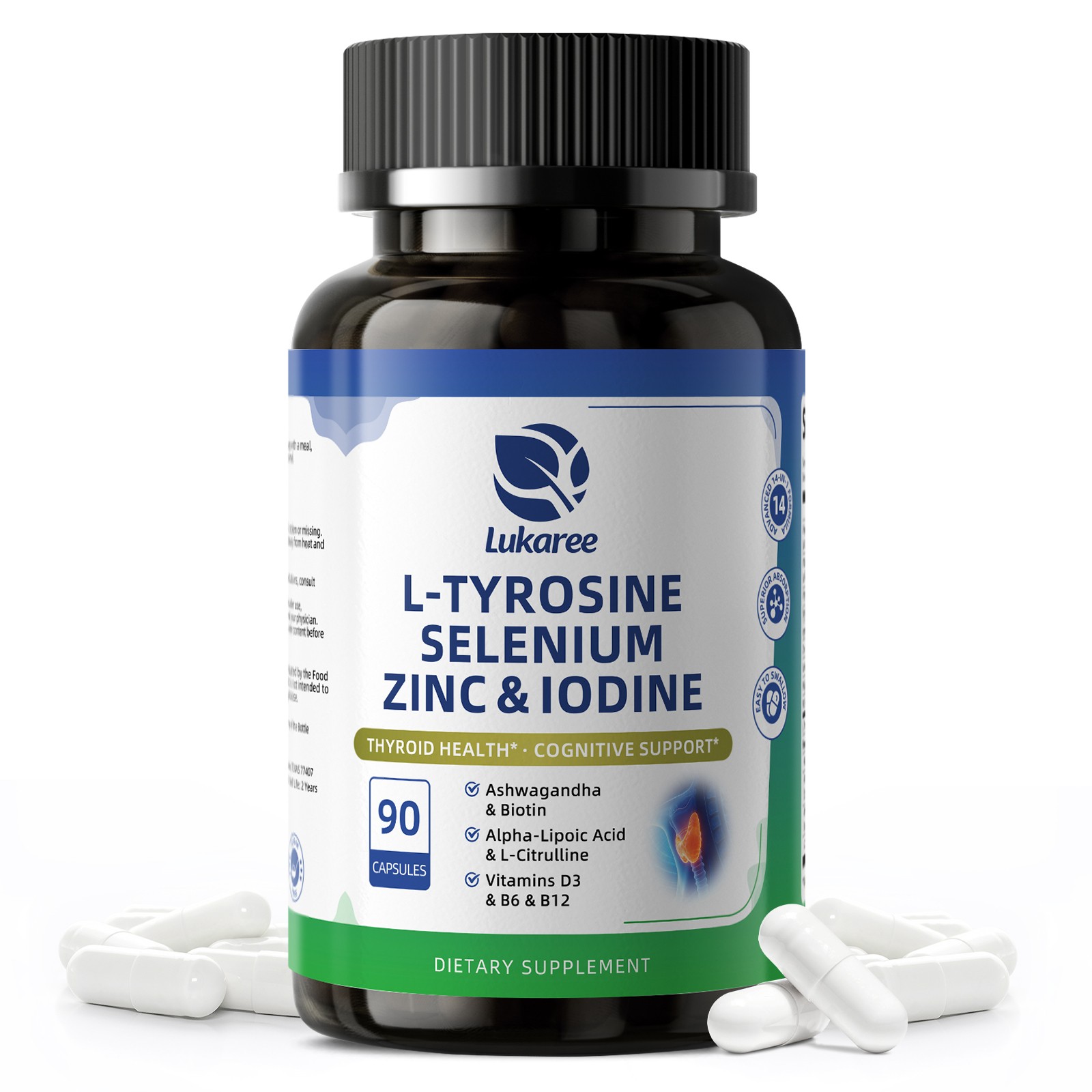 Thyroid Support With Iodine Boost Energy Metabolism Thyroid Health 90 Capsules