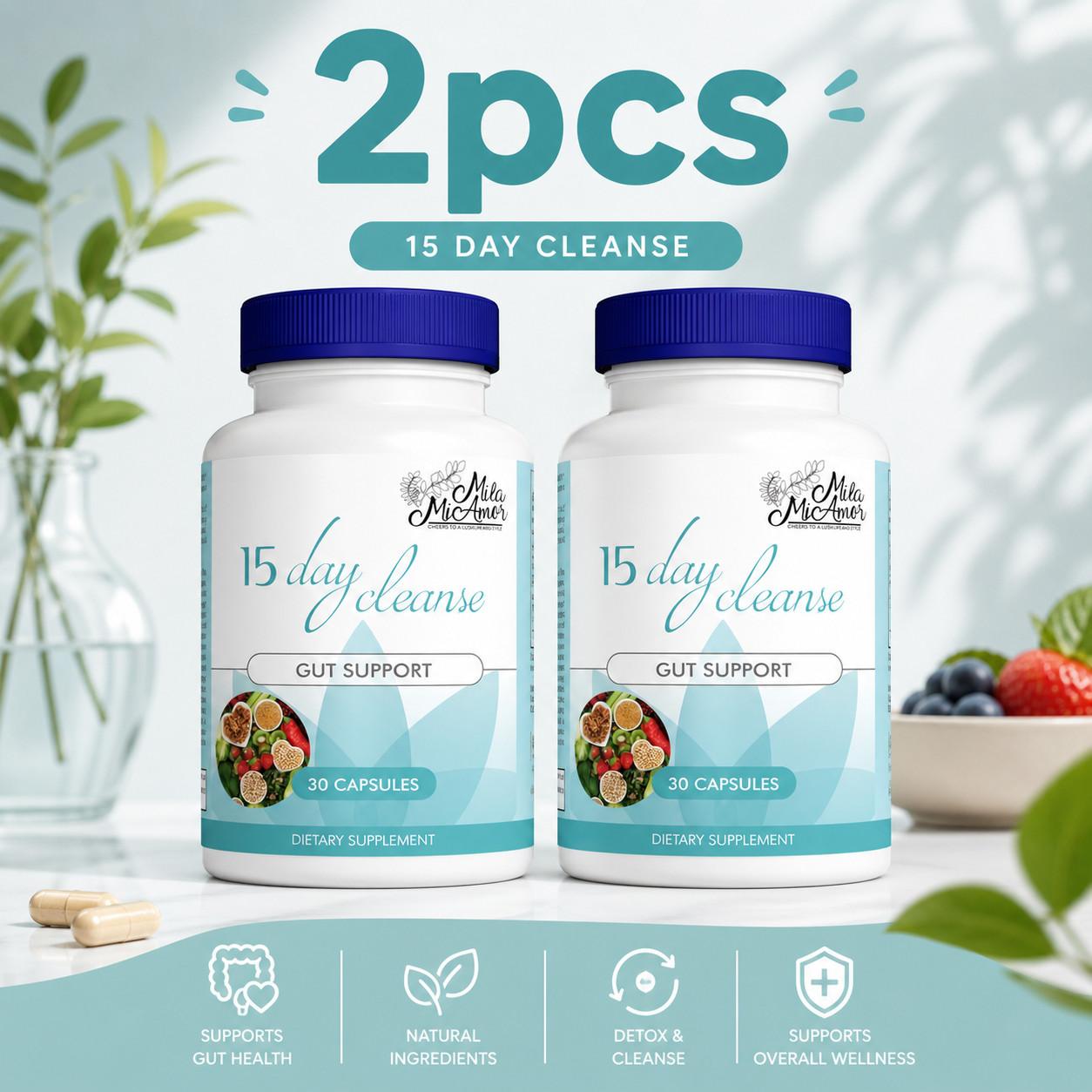 Mila Miamor 15 Day Cleanse – Gut and Colon Support – Advanced Gut Cleanse Detox