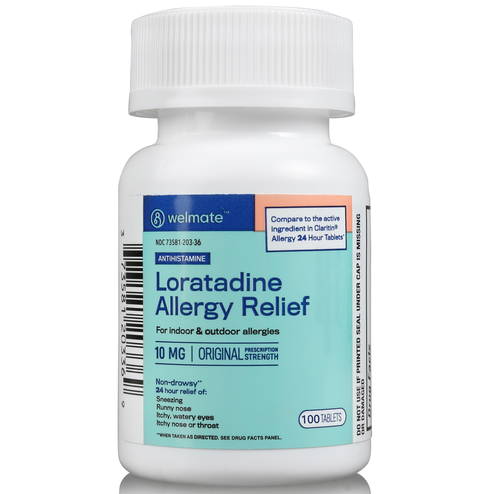Welmate Allergy Relief | Loratadine 10mg | 24 Hour Relief | 100 Count Tablets